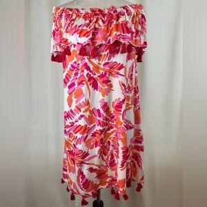 Escapada Tasseled Short Monica Dress with Pink Tassels in Pink Jungle